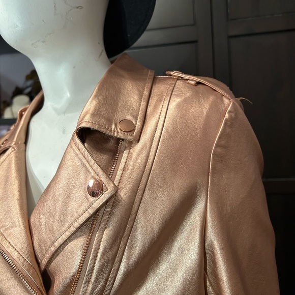 GUESS FAUX leather metallic Moto, biker jacket - Picture 3 of 15